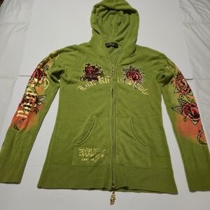 Ed Hardy Olive and Sunset Women's Hoodie
